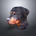 Rottweiler Head Sculpture With Black And Tan Coat On Gray Background