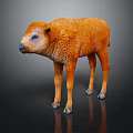 Orange Calf Model With Glossy Coat Standing On Black Reflective Surface 3d model