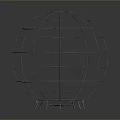 Metal Spherical Frame Decorative Art Piece With Support Legs And Circular Top Panel