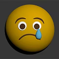 Yellow Decorative Ornament Set With Sad Expression And Blue Tear On Gray Background