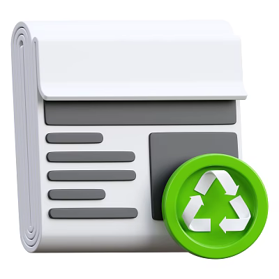 Eco Friendly Decorative Ornament Set With Green Recycle Symbol And Rolled White Paper 3d model