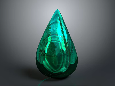 Green Teardrop Shaped Decorative Ornament Set with Glossy Glass Surface for Home Decoration 3d model
