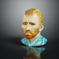 Van Gogh Themed Decorative Furniture Bust With Yellow Hair Red Beard And Blue Patterned Clothing