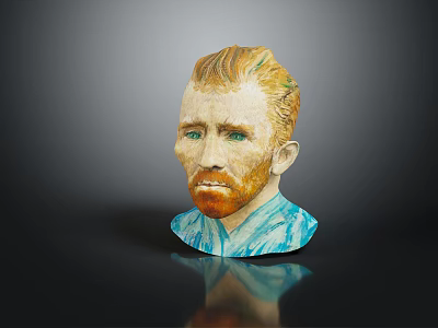 Van Gogh Themed Decorative Furniture Bust With Yellow Hair Red Beard And Blue Patterned Clothing 3d model