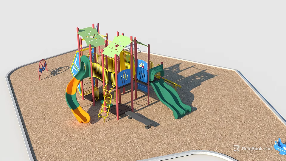 Kids Playground With Colorful Slides Climbing Frames And Safe Play Surface 3d model 
