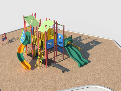 Kids Playground With Colorful Slides Climbing Frames And Safe Play Surface 3d model