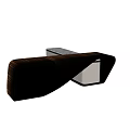 Modern Office Desk With Sleek Black Wood Accents And Curved Storage Structure
