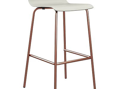Modern Minimalist Bar Stool With White Seat And Copper Metal Legs 3d model