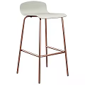 Modern Minimalist Bar Stool With White Seat And Copper Metal Legs 3d model