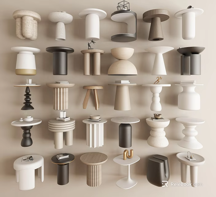 Stylish Modern Side Tables With Various Designs And Versatile Home Decor Elements 3d model