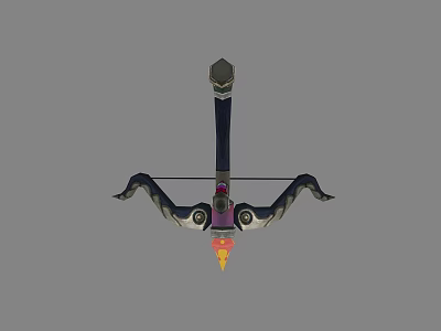 Fantasy Style Decorative Bow With Blue Curved Arms Central Gem And Flame Details 3d model