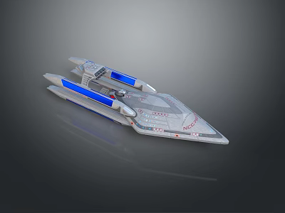 Futuristic Science Fiction Spaceship Model With Sleek Design And Blue Thrusters 3d model