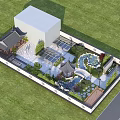 Traditional Courtyard Garden Design With Pavilion Pond Stone Path And Green Plants