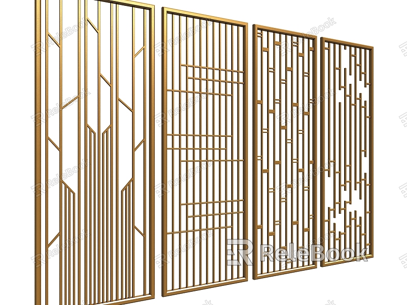 Metal lattice carved screen partition model