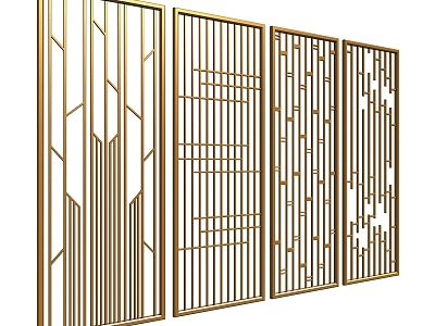 Metal lattice carved screen partition model