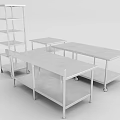 Sturdy Metal Storage Shelving Units With Wheels Multiple Shelves And Worktables 3d model