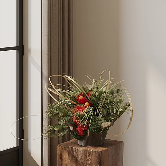 floral potted plant green plant potted plant ornaments 3d model