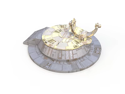 Vintage Sundial Decorative Piece With Circular Base Engraved Markings And Metal Gnomon 3d model