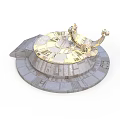 Vintage Sundial Decorative Piece With Circular Base Engraved Markings And Metal Gnomon