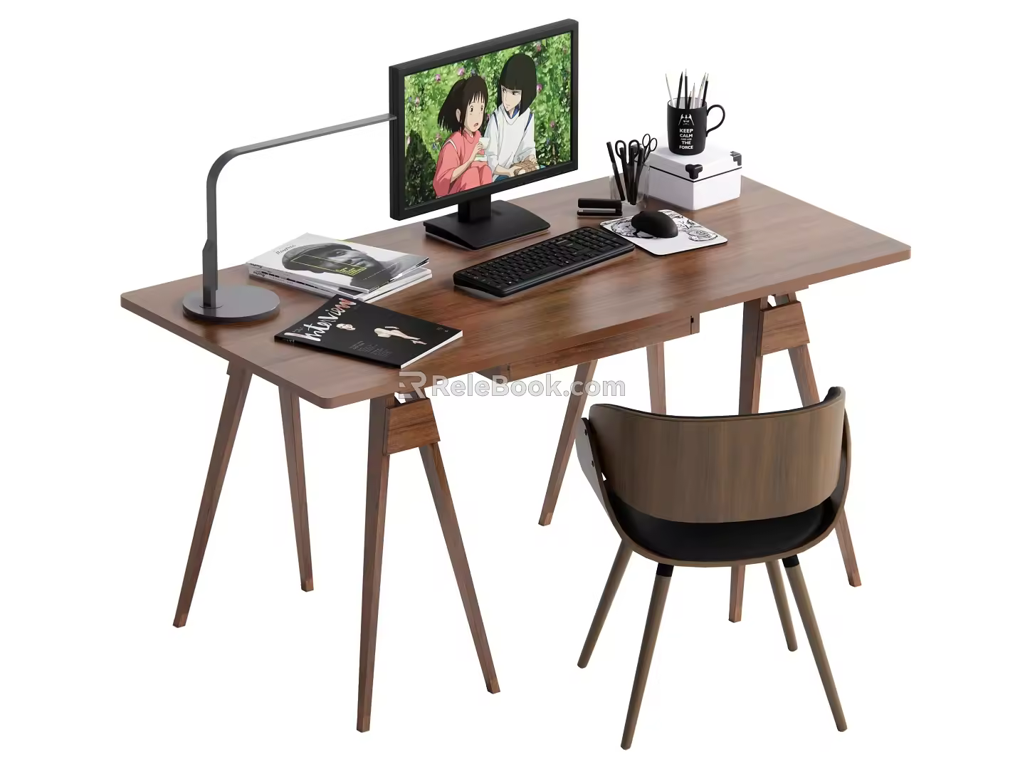 Wind Computer Table and Chair Combination Log Wind Computer Table and Chair Combination 3d model
