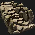 Stone Steps Retro Steps Country Steps Stairs 3d model