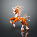 Cute Orange And White Toy Pony With Fluffy Manes Tail Standing Pose Design