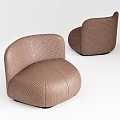 Stylish Brown Single Sofa Featuring Woven Texture Rounded Shape And Modern Design For Home Decor 3d model