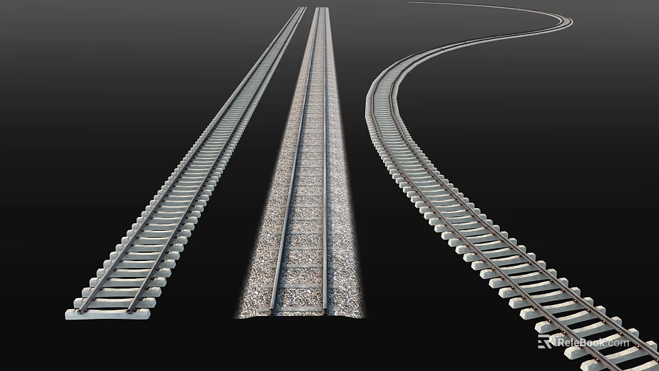 Straight and Curved Railway Tracks as Key Road Infrastructure Design Elements 3d model