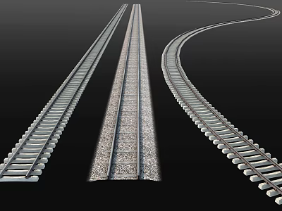 Straight and Curved Railway Tracks as Key Road Infrastructure Design Elements 3d model