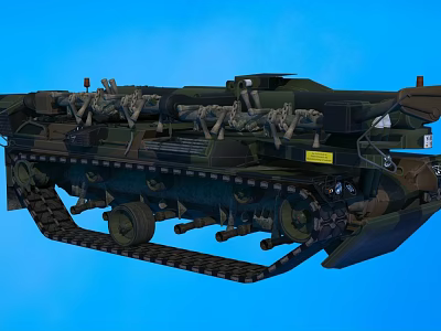 Modern Camouflaged Military Tank Featuring Heavy Tracks Armor And Weapon Systems 3d model