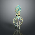 Cute Octopus Toy With Blue And White Dot Pattern Eight Tentacles And Black Eyes