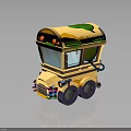 Cute Cartoon Yellow Cart With Green Yellow Toppings Red Lights Purple Wheels And Colorful Trim