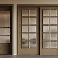 Modern Interior Sliding Doors With Wooden Frame And Glass Grid Panels