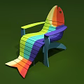 Colorful Fish Shaped Lounge Chair With Rainbow Stripes And Unique Design