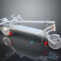 Silver Electric Scooter With Two Wheels Handlebars Deck Wiring And Reflective Design 3d model