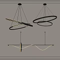 Modern Interior Pendant Lights With Circular And Curved Metallic Ring Design Features 3d model