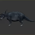 Blue Spotted Triceratops Dinosaur Figure With Spiked Back Horned Head Open Mouth And White Claws