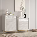 Modern White Dresser With Marble Top Gold Legs And Decorative Items