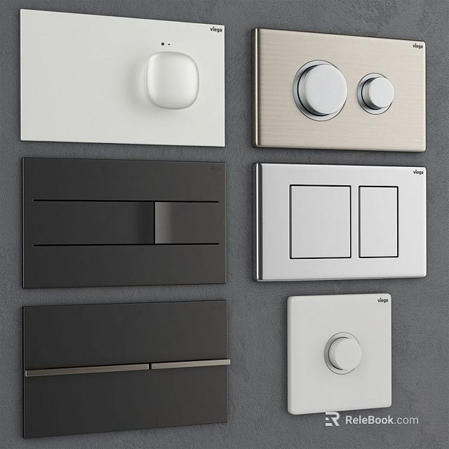 Modern Home Switch Panels With Knob Button Designs In White Black Beige For Wall Decor 3d model 