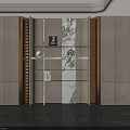 Modern Bookshelf With Marble Panels Gold Trim Open Shelves And LED Lighting