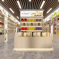Traditional Tea Specialty Store With Bright Interior Wooden Display Counter And Various Packaged Products
