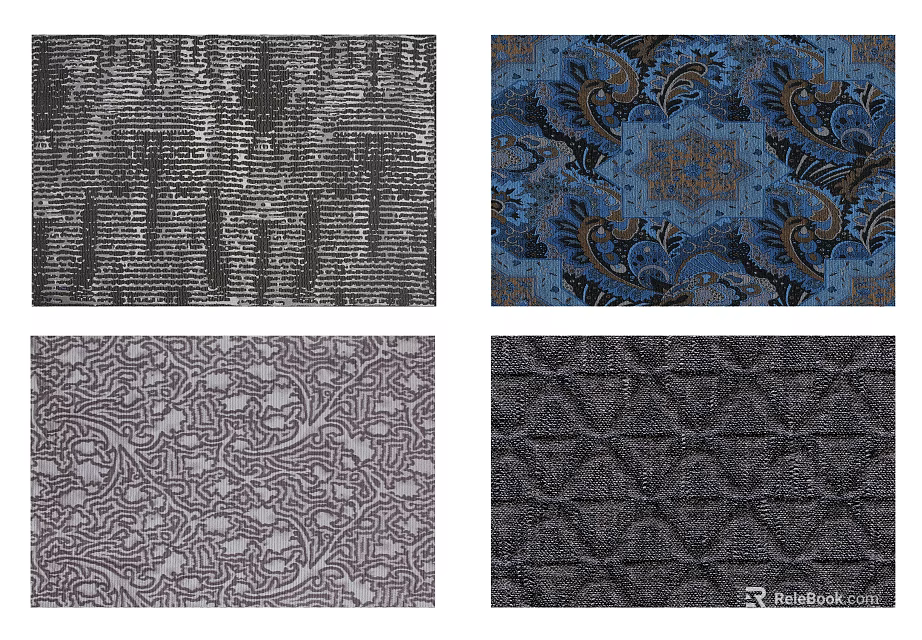 Square Carpet with Intricate Patterns and Various Modern Designs for Home 3d model