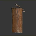 Rustic Wooden Stump with Axe Embedded in Natural Wood Texture