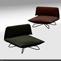 Modern Green and Orange Lounge Chairs With Velvet Upholstery And Metal Frame Base