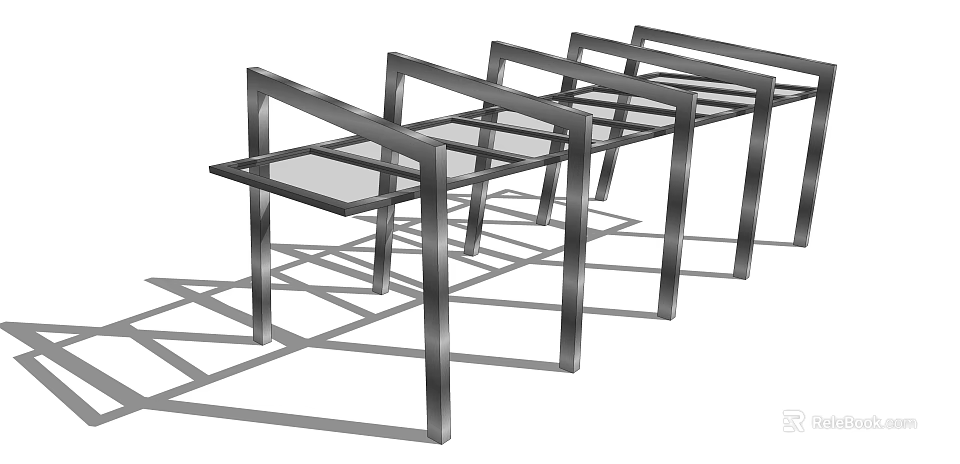 Modern Pergola With Metal Frame And Glass Roof For Outdoor Garden Area 3d model 