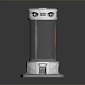 Space Exploration Cylindrical Device With Transparent Body Red Column And Silver Base Number 03
