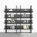 Modern Open Bookshelf Interior With Multiple Shelves Books And Decorative Items 3d model