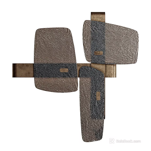 Modern Cross Shaped Wall Hanging Decor With Textured Panels And Metal Accents 3d model 