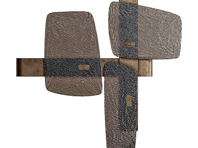 Modern Cross Shaped Wall Hanging Decor With Textured Panels And Metal Accents 3d model