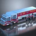 Red And Silver Technical Rescue Fire Truck With Emergency Rescue Equipment